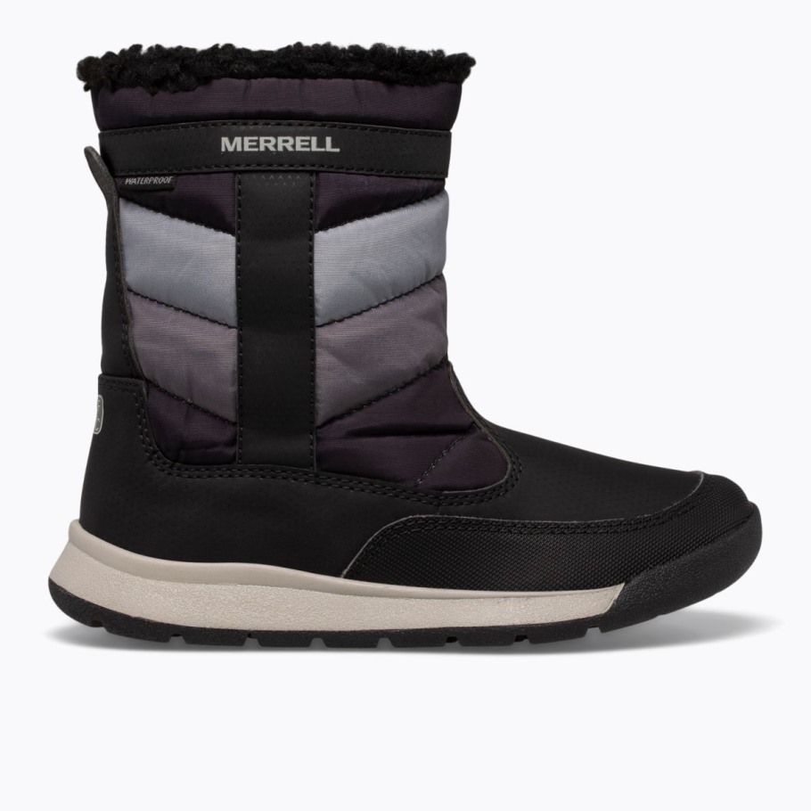 Big Kid's Alpine Puffer Waterproof Boot Merrell Black Grey