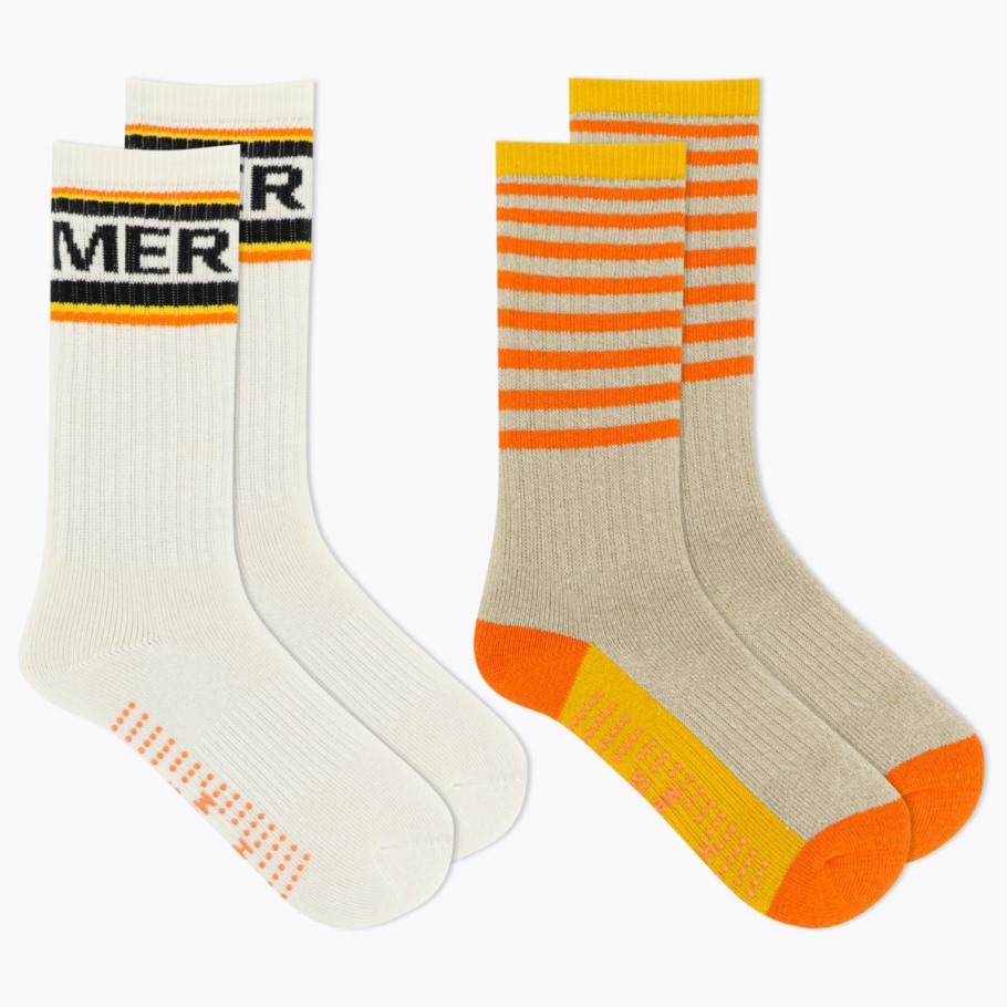 Big Kid's Brushed Crew Sock 2-Pack Orange Merrell