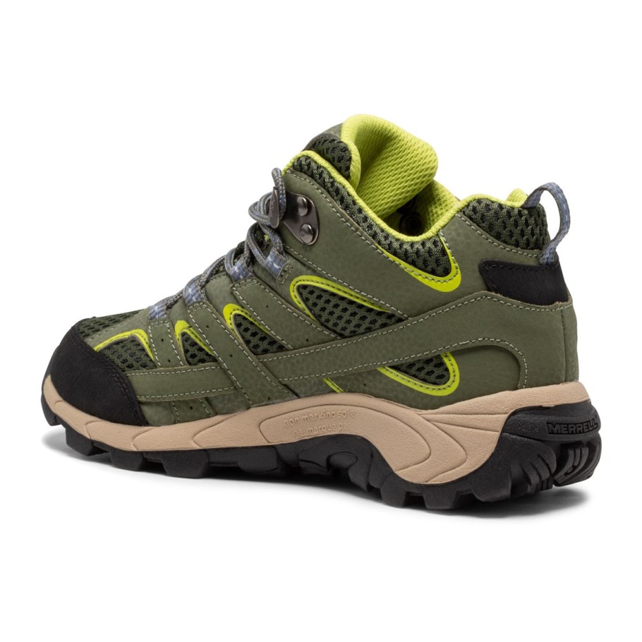 Big Kid's Moab 2 Mid Waterproof Boot Merrell Green Lime