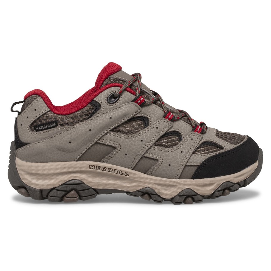 Big Kid's Moab 3 Low Lace Waterproof Sneaker Merrell Boulder Red