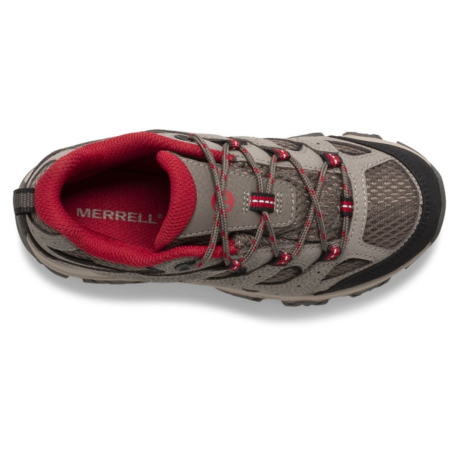 Big Kid's Moab 3 Low Lace Waterproof Sneaker Merrell Boulder Red