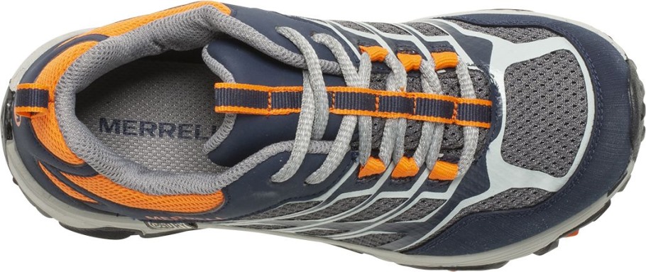 Big Kid's Moab FST Low Waterproof Shoes Merrell Navy Grey Orange