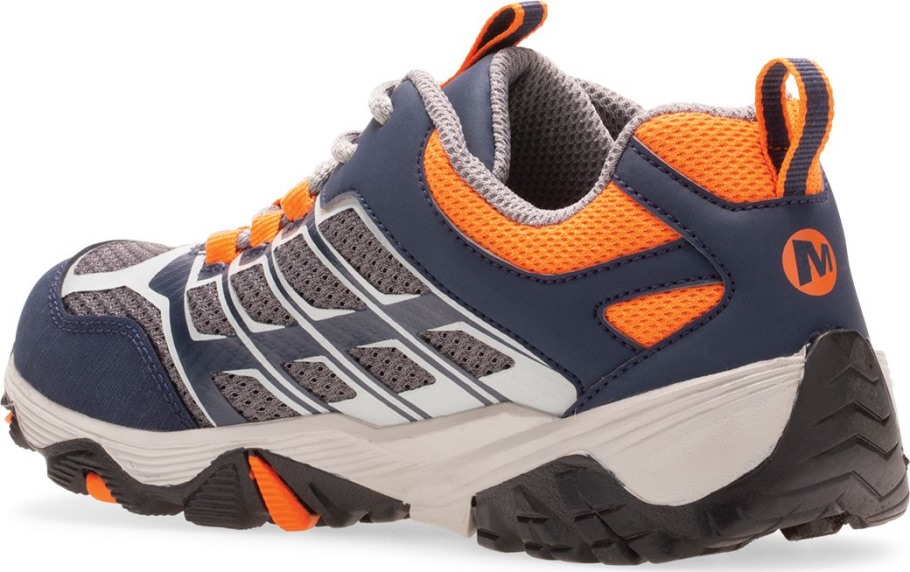 Big Kid's Moab FST Low Waterproof Shoes Merrell Navy Grey Orange
