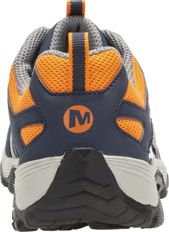 Big Kid's Moab FST Low Waterproof Shoes Merrell Navy Grey Orange