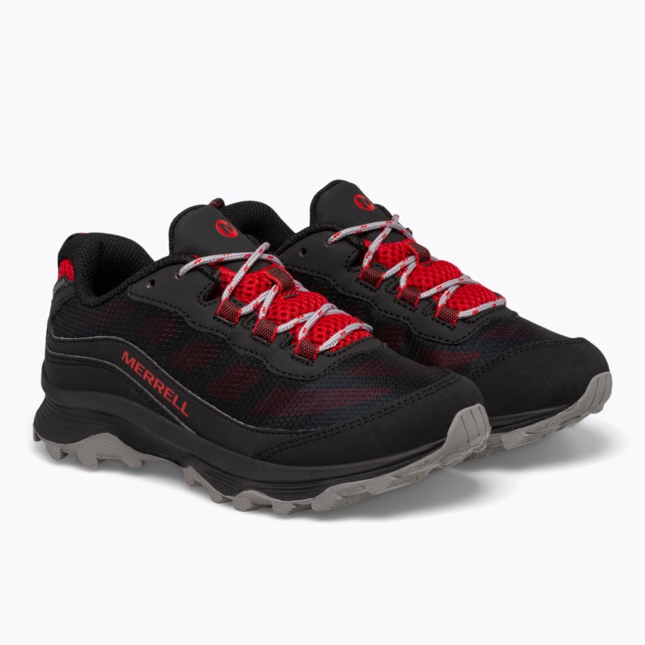 Big Kid's Moab Speed Low Waterproof Grey Black Red Merrell