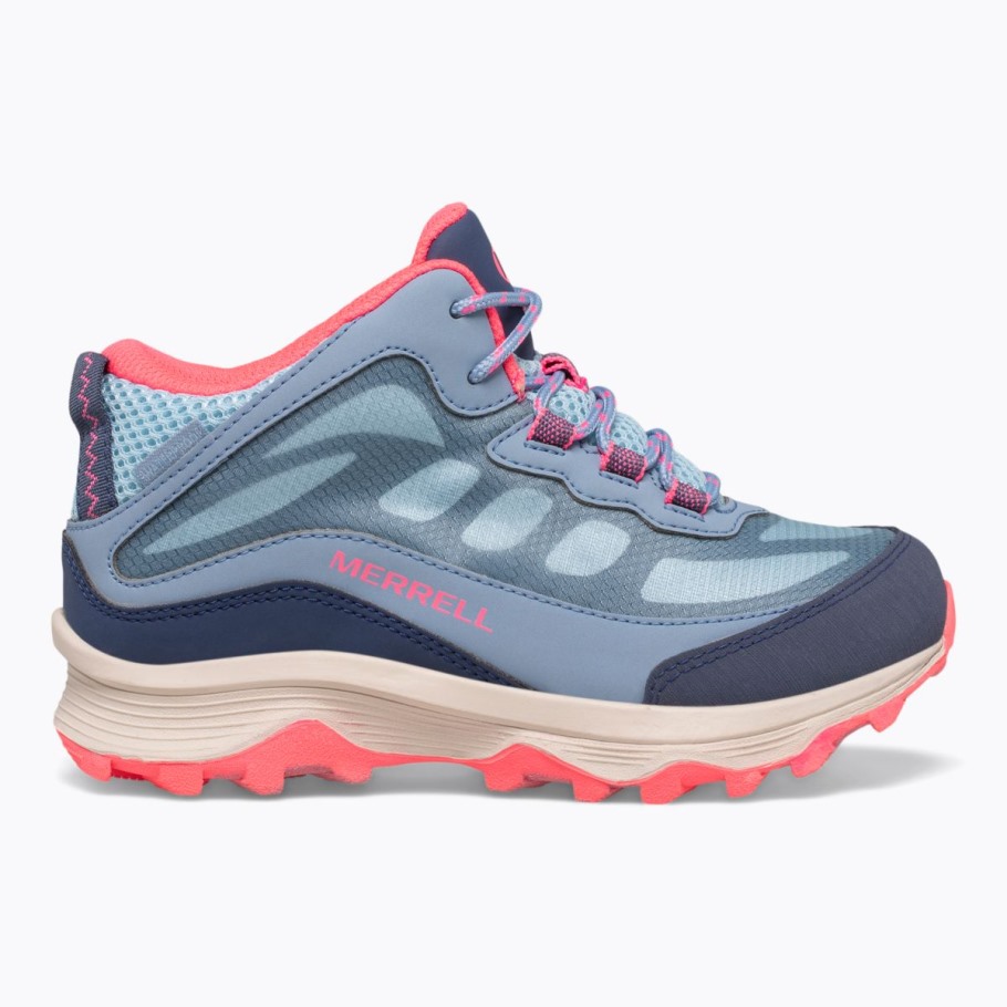 Big Kid's Moab Speed Mid Waterproof Dusty Blue Coral Merrell
