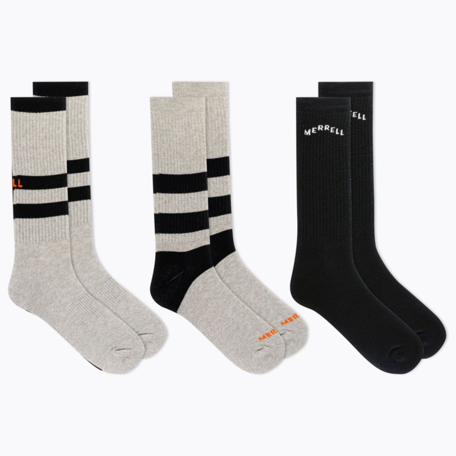 Day Hiker Wool Cushioned Crew Sock 3-Pack Black Assorted Merrell