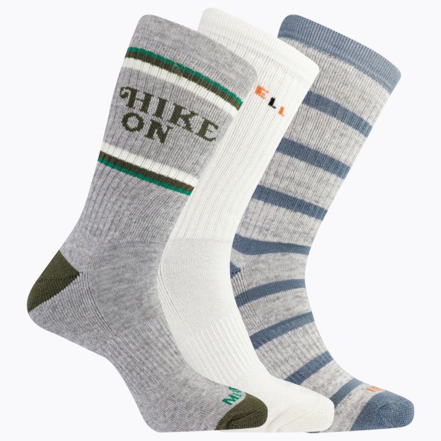 Day Hiker Wool Cushioned Crew Sock 3-Pack Merrell Olive Assorted