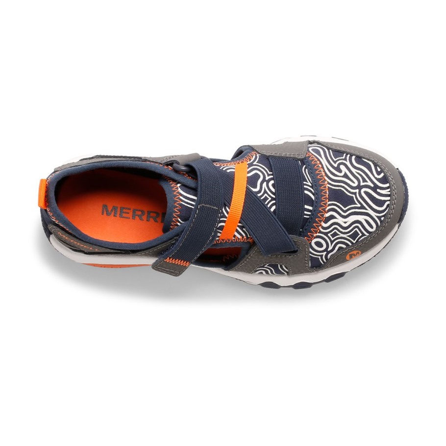 Merrell Grey Navy Little Kid's Hydro Free Roam Chroma Monarch Sandal