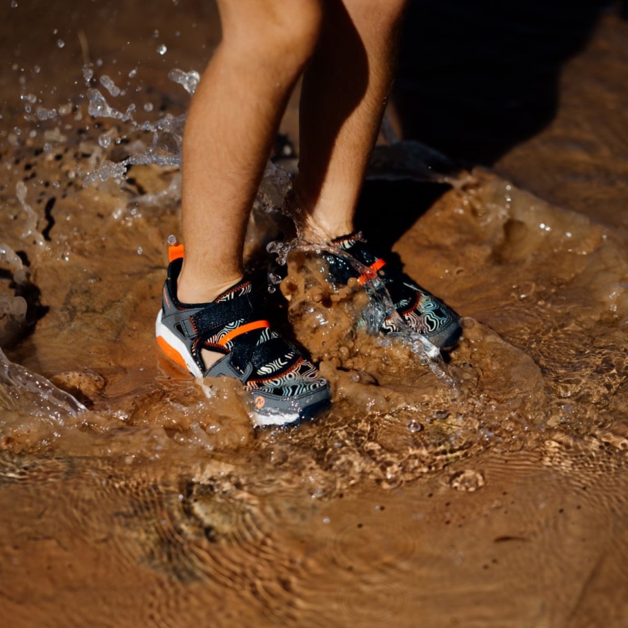 Merrell Grey Navy Little Kid's Hydro Free Roam Chroma Monarch Sandal