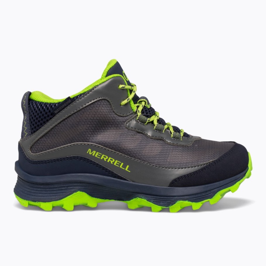 Merrell Navy Grey Lime Big Kid's Moab Speed Mid Waterproof