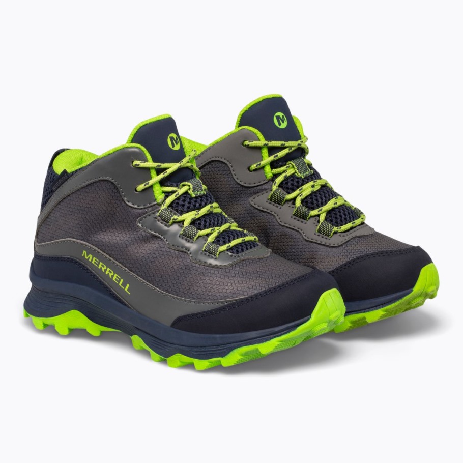 Merrell Navy Grey Lime Big Kid's Moab Speed Mid Waterproof