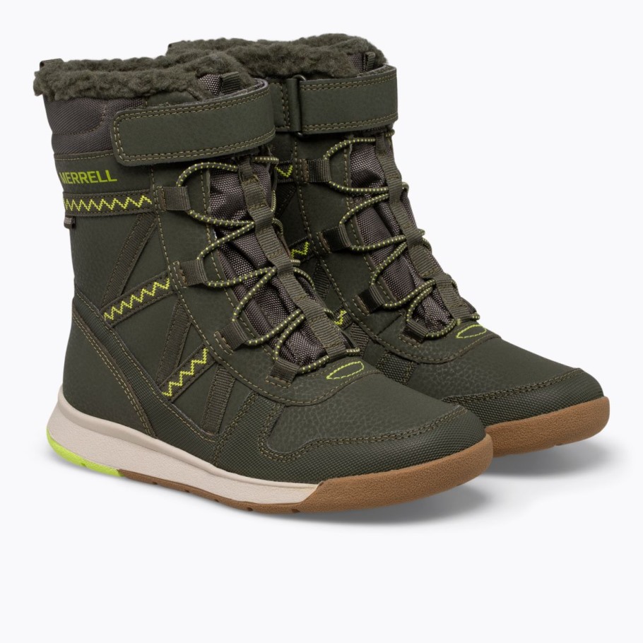 Merrell Olive Lime Little Kid's Snow Crush 2.0 Waterproof Boot