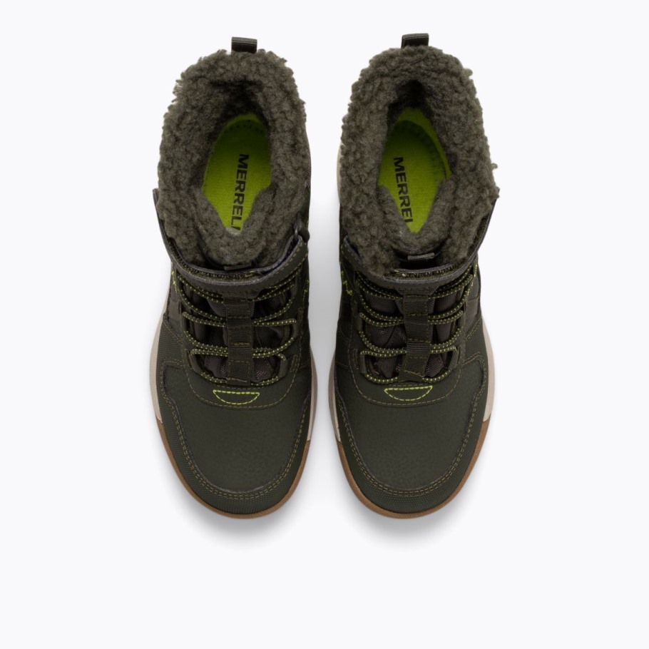 Merrell Olive Lime Little Kid's Snow Crush 2.0 Waterproof Boot